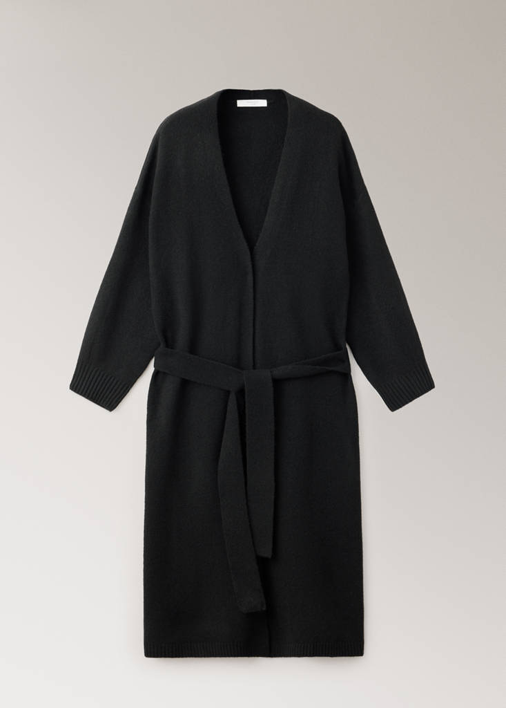 Long knitted robe — Black