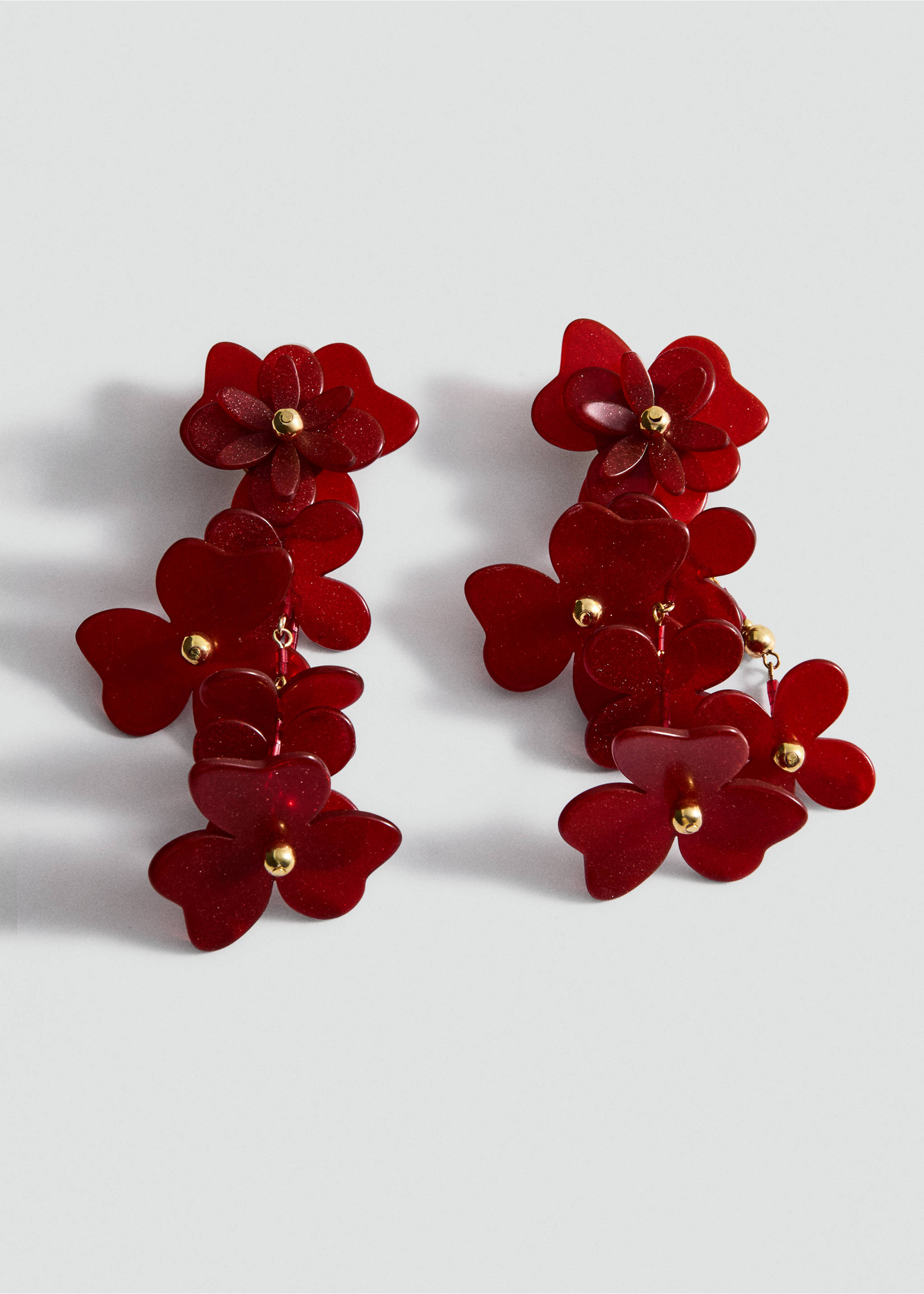 Flower pendant earrings - Article without model, Maroon. Ref: 37081440-00.