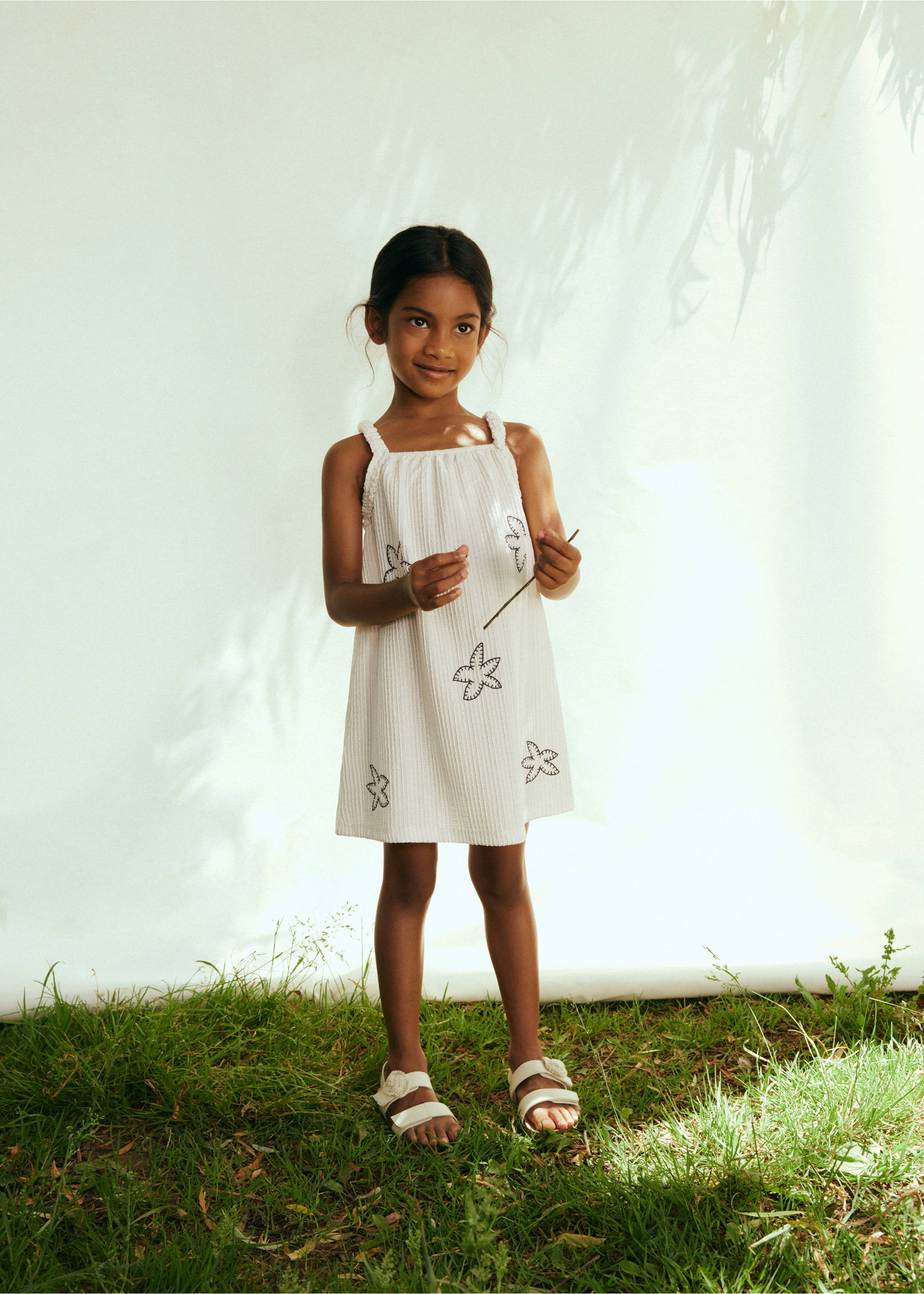 Embroidered floral dress - General plane, Ecru. Ref: 37081443-00.
