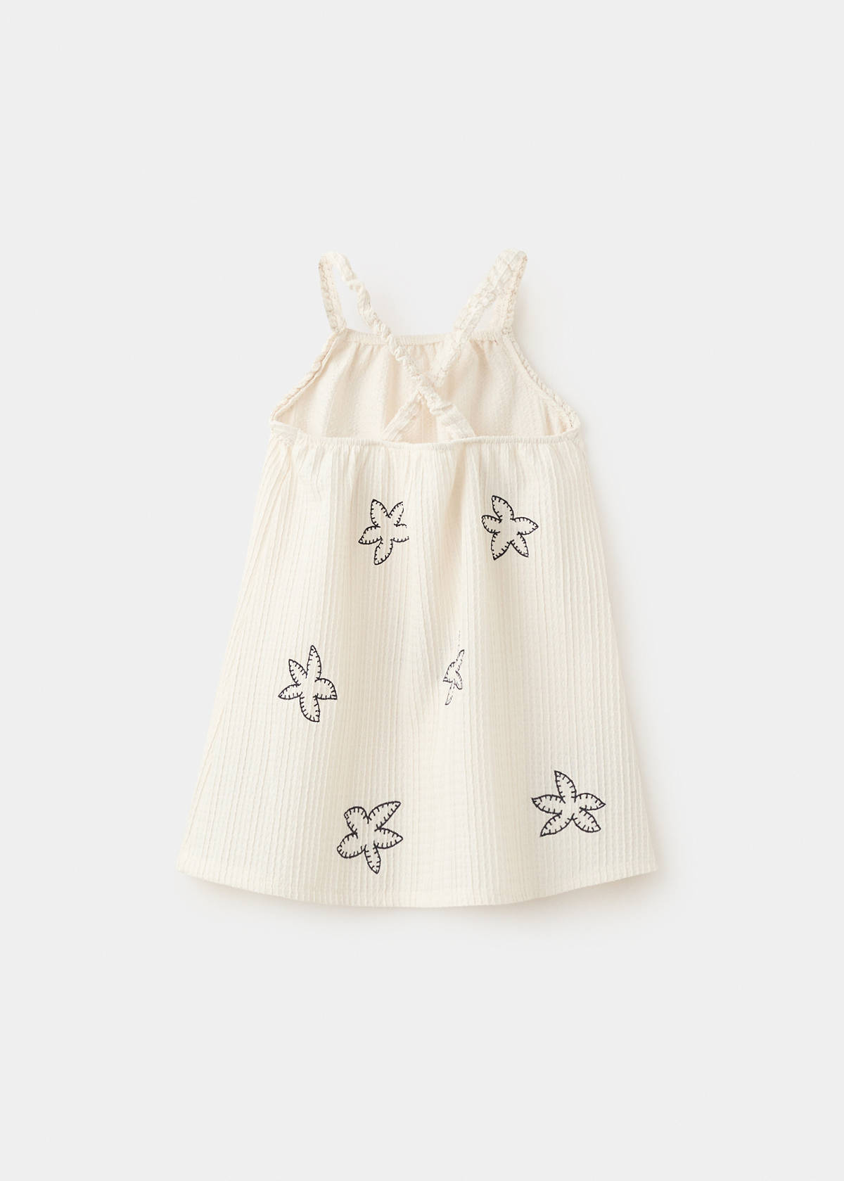 Embroidered floral dress — Ecru
