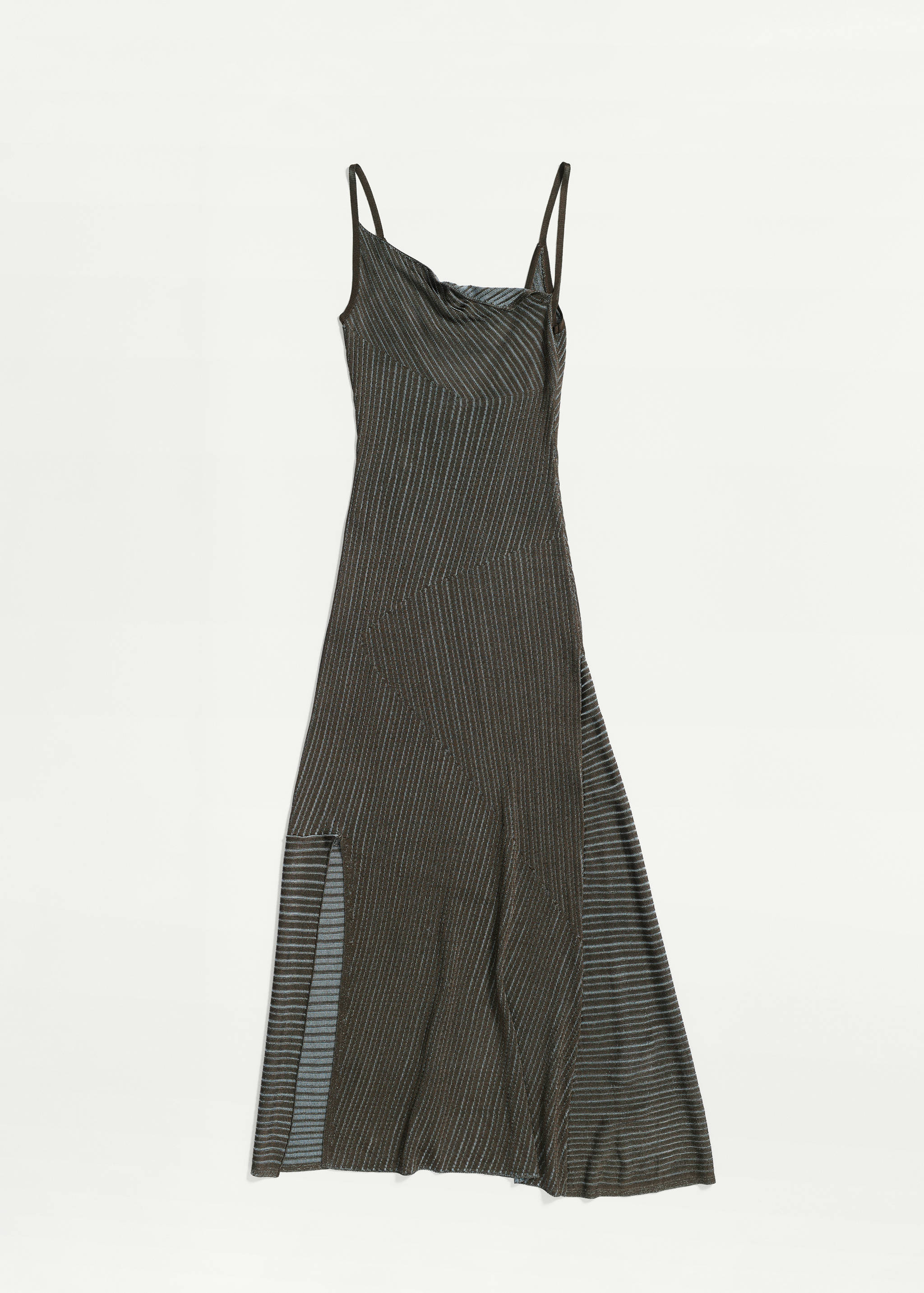 Asymmetric striped jersey dress - Medium plane