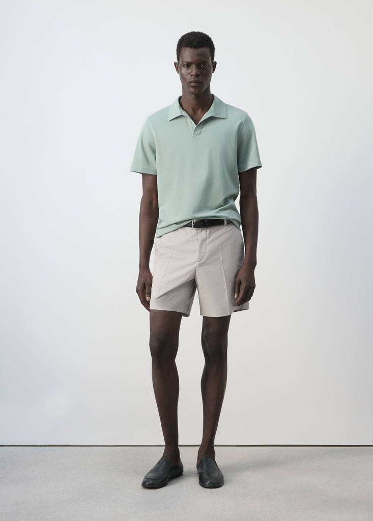Slim fit cotton lyocell bermuda shorts — Ice Grey