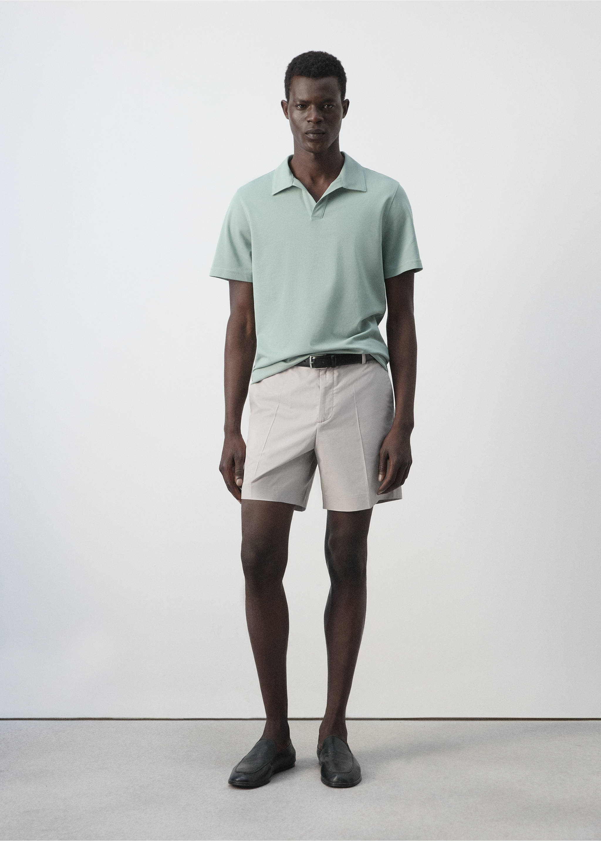 Bermudes slim fit cotó lyocell - Pla general, Gris gel. Ref: 37081448-00.