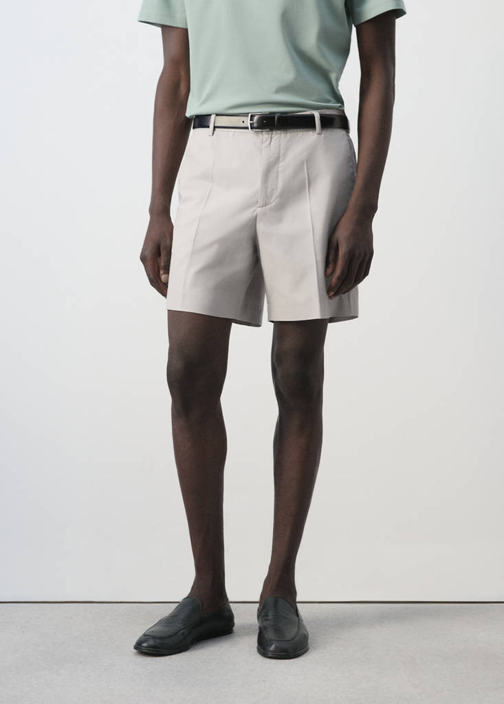 Slim fit cotton lyocell bermuda shorts — Ice Grey