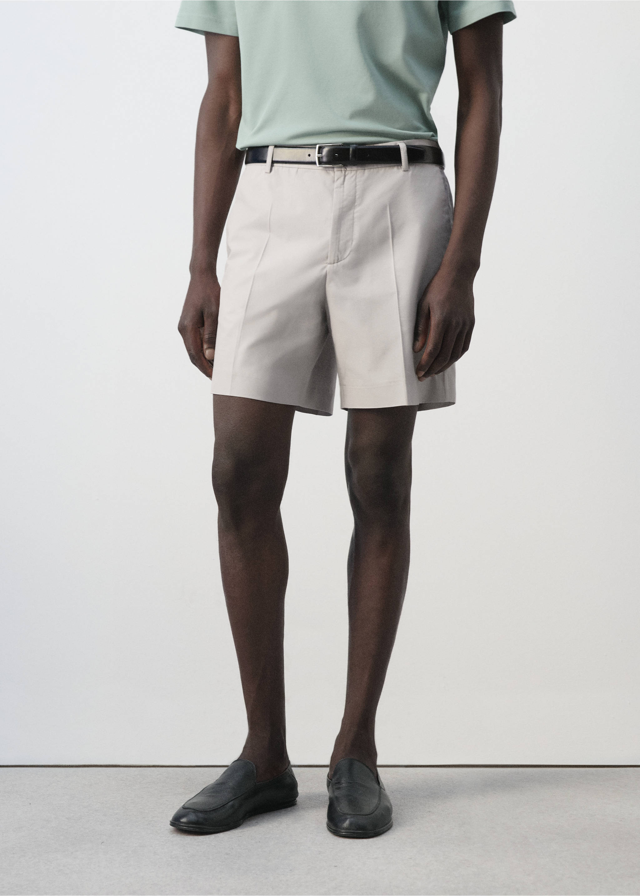 Bermudes slim fit cotó lyocell - Pla mig, Gris gel. Ref: 37081448-00.