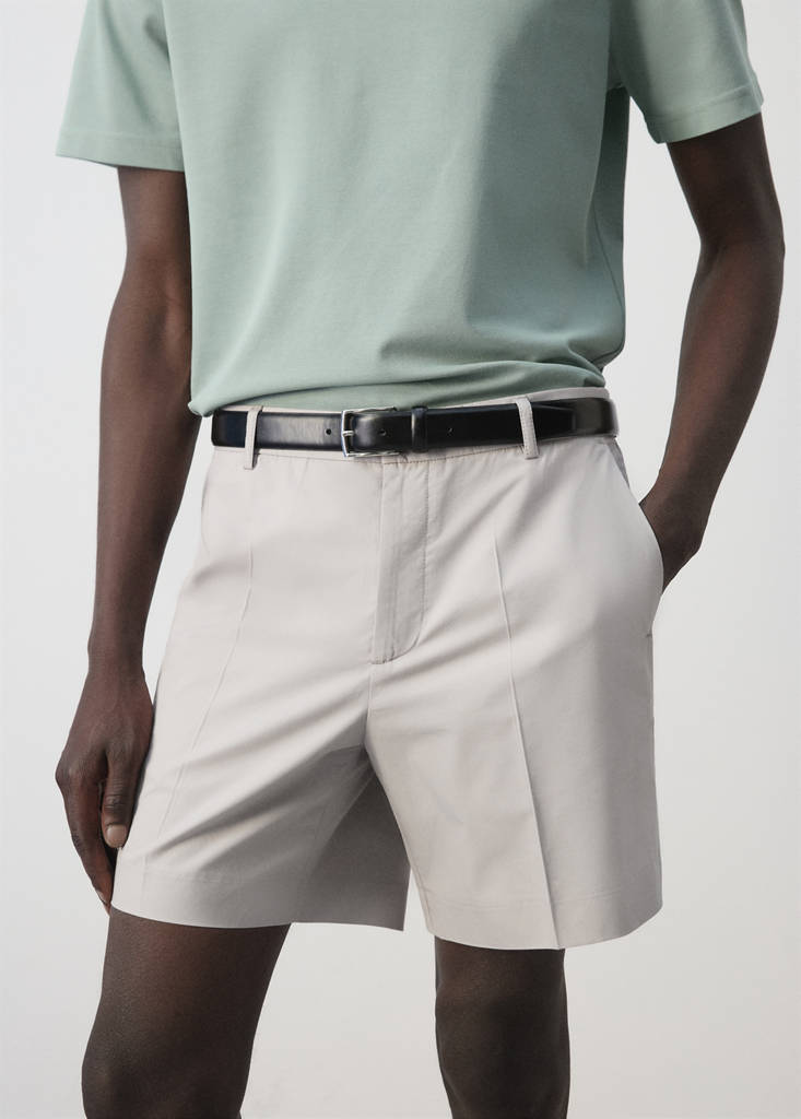 Slim fit cotton lyocell bermuda shorts — Ice Grey