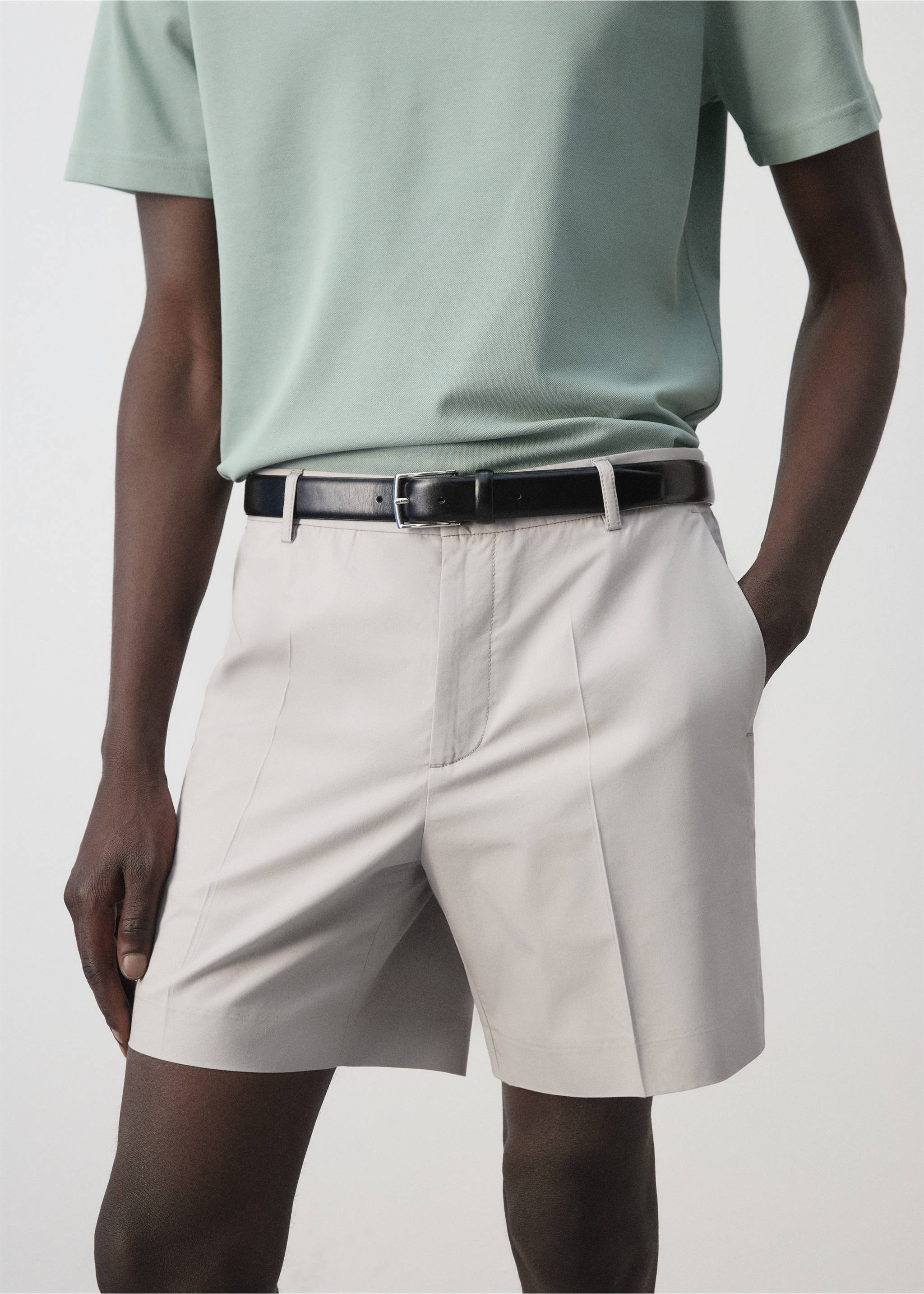 Bermudes slim fit cotó lyocell - Detall de l'article 1, Gris gel. Ref: 37081448-00.