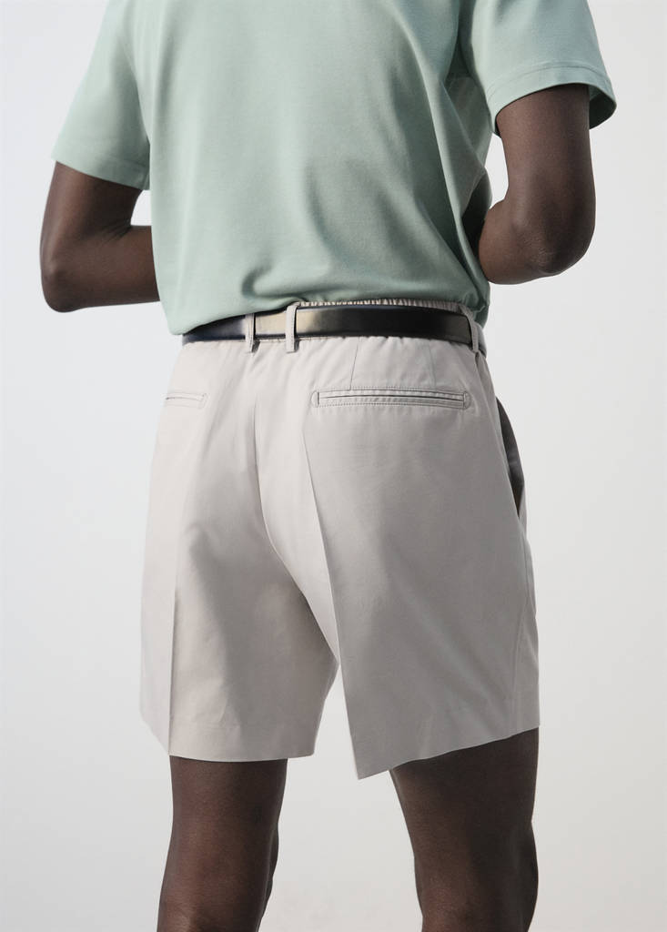 Slim fit cotton lyocell bermuda shorts — Ice Grey