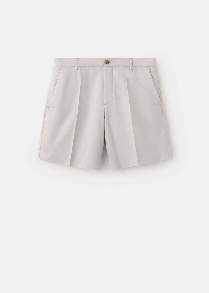 Slim fit cotton lyocell bermuda shorts — Ice Grey