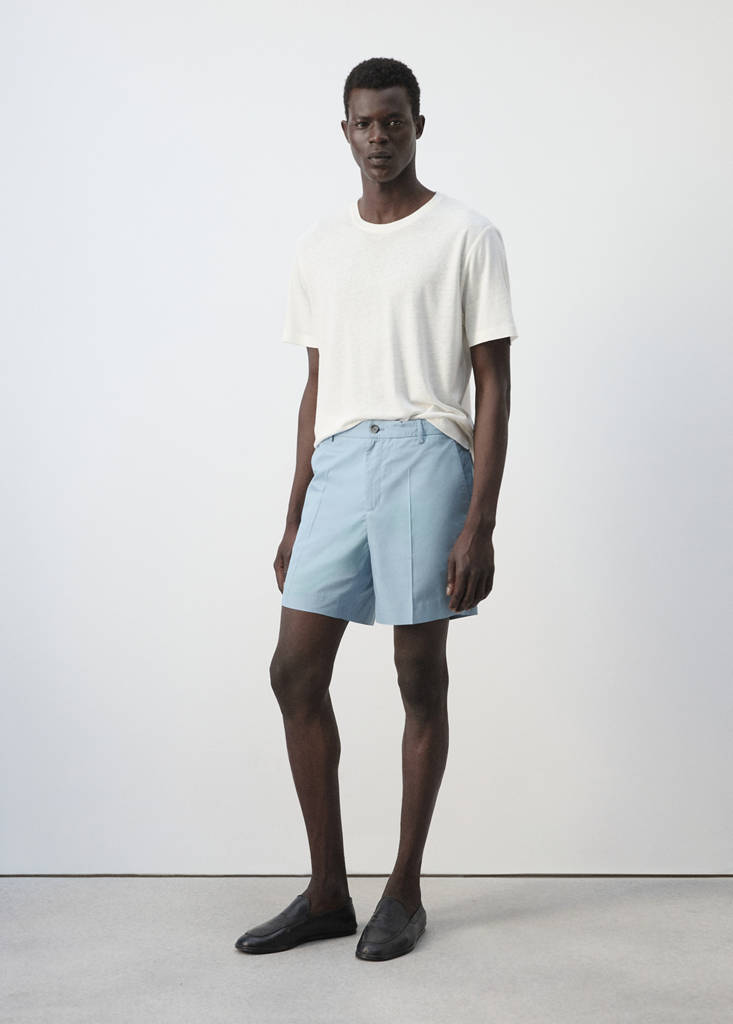 Slim fit cotton lyocell bermuda shorts — Aqua Green