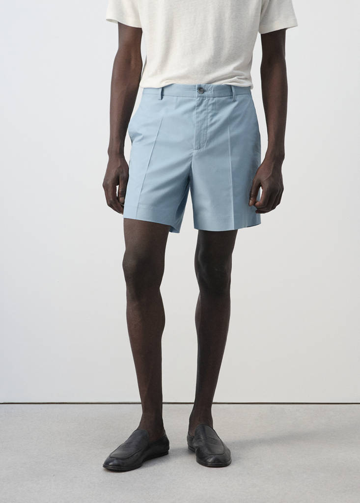 Slim fit cotton lyocell bermuda shorts — Aqua Green