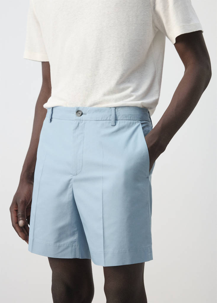 Slim fit cotton lyocell bermuda shorts — Aqua Green