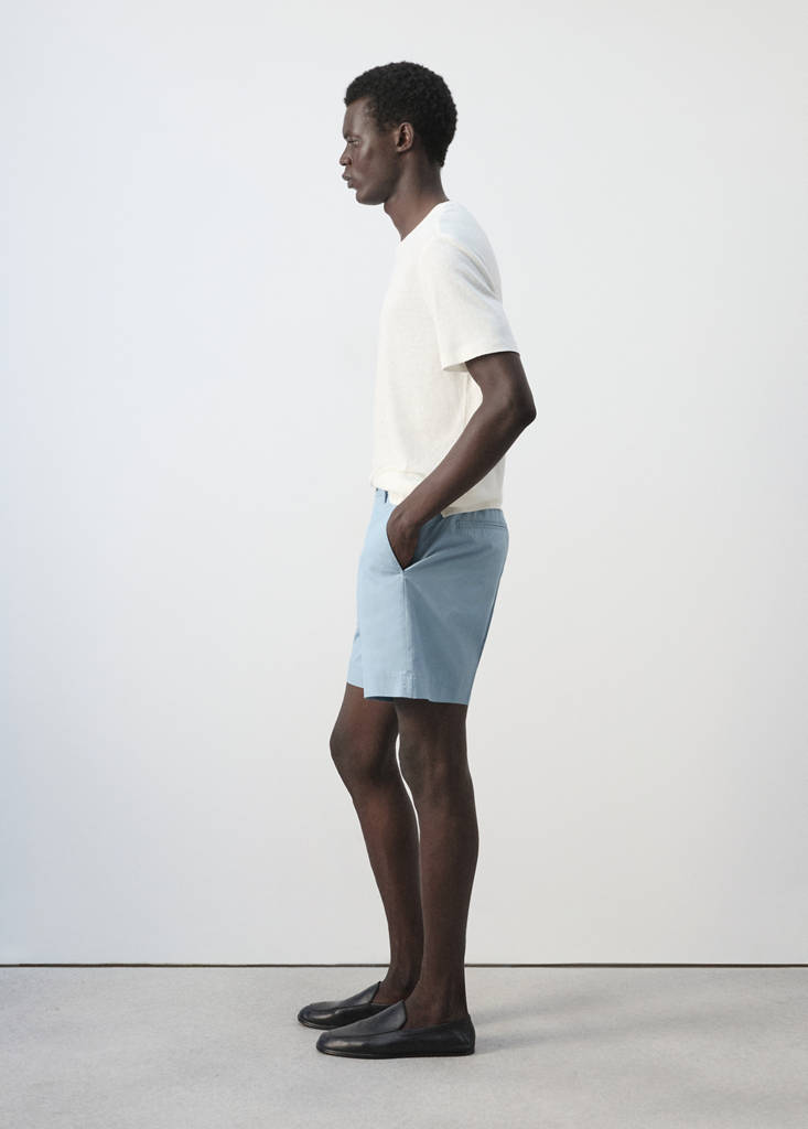 Slim fit cotton lyocell bermuda shorts — Aqua Green