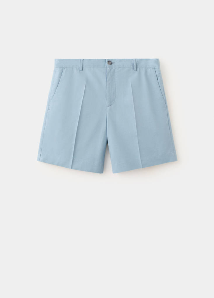 Slim fit cotton lyocell bermuda shorts — Aqua Green