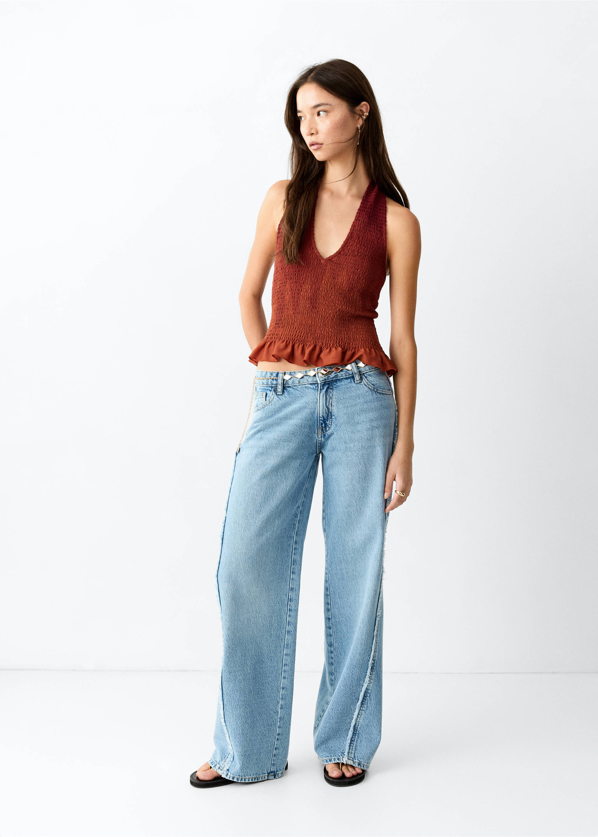 Frilly ruffled top - General plane, Burnt Orange. Ref: 37081451-00.