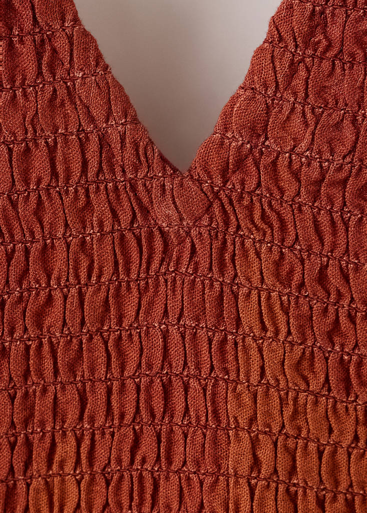 Frilly ruffled top — Burnt Orange