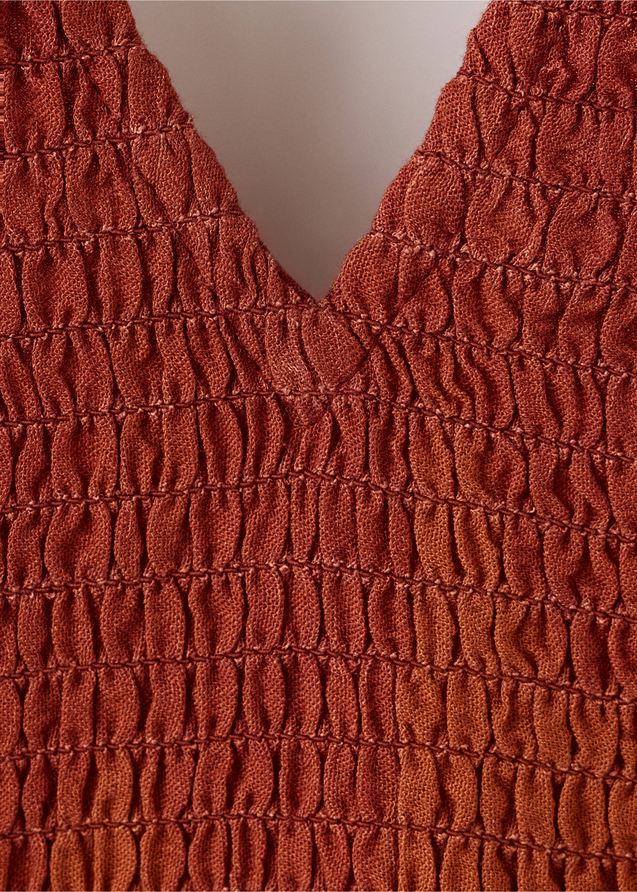 Frilly ruffled top - Details of the article 8, Burnt Orange. Ref: 37081451-00.