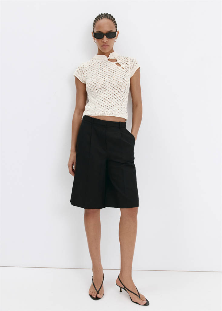 Openwork knit toggle jumper — Ecru