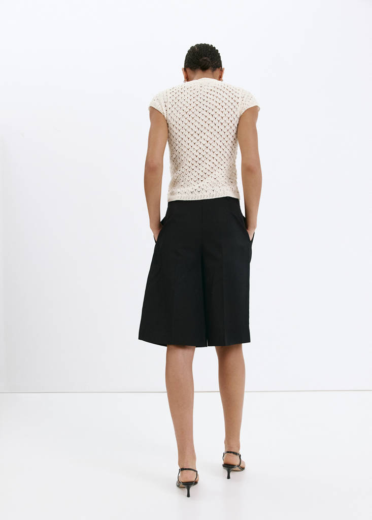 Openwork knit toggle jumper — Ecru