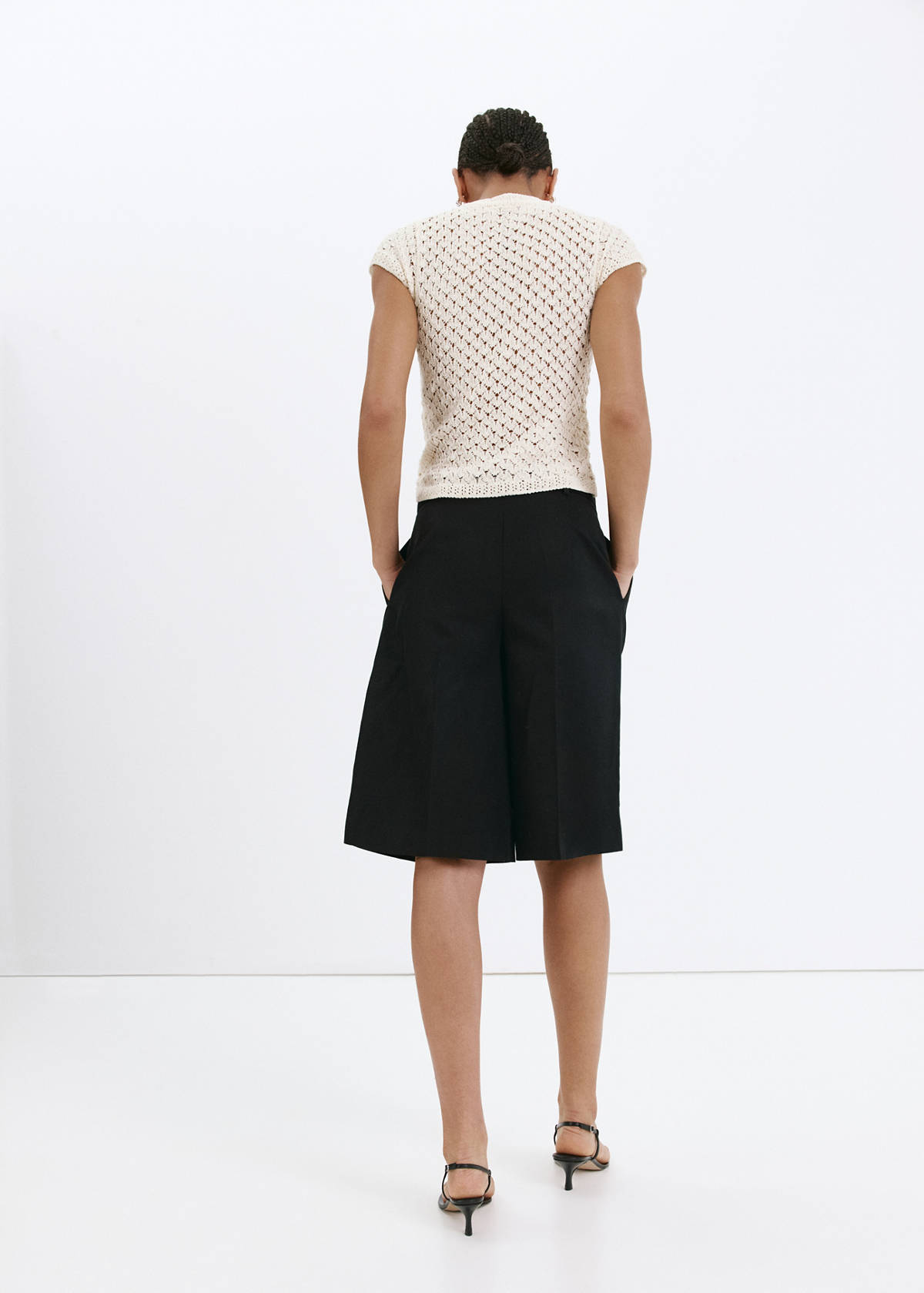 Openwork knit toggle jumper — Ecru