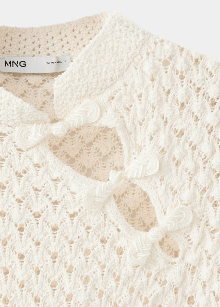 Openwork knit toggle jumper — Ecru