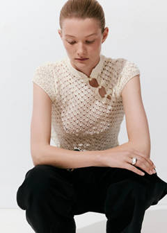 Openwork knit toggle jumper — Ecru 8