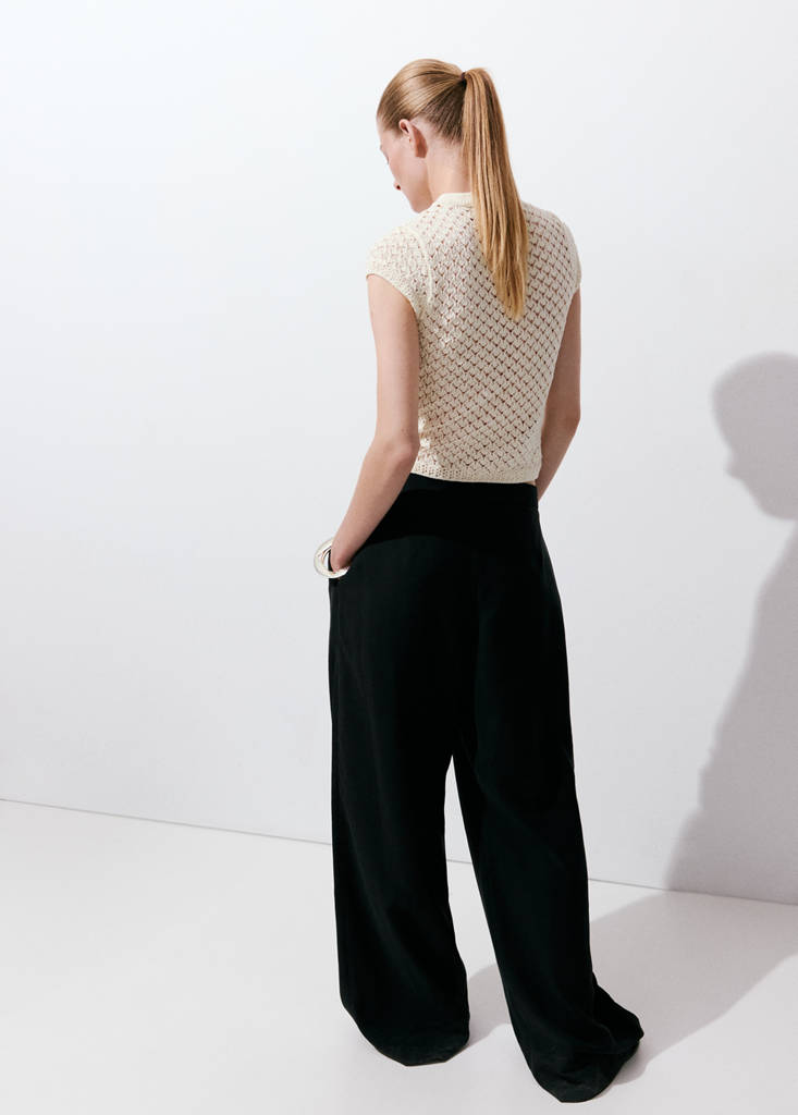 Openwork knit toggle jumper — Ecru