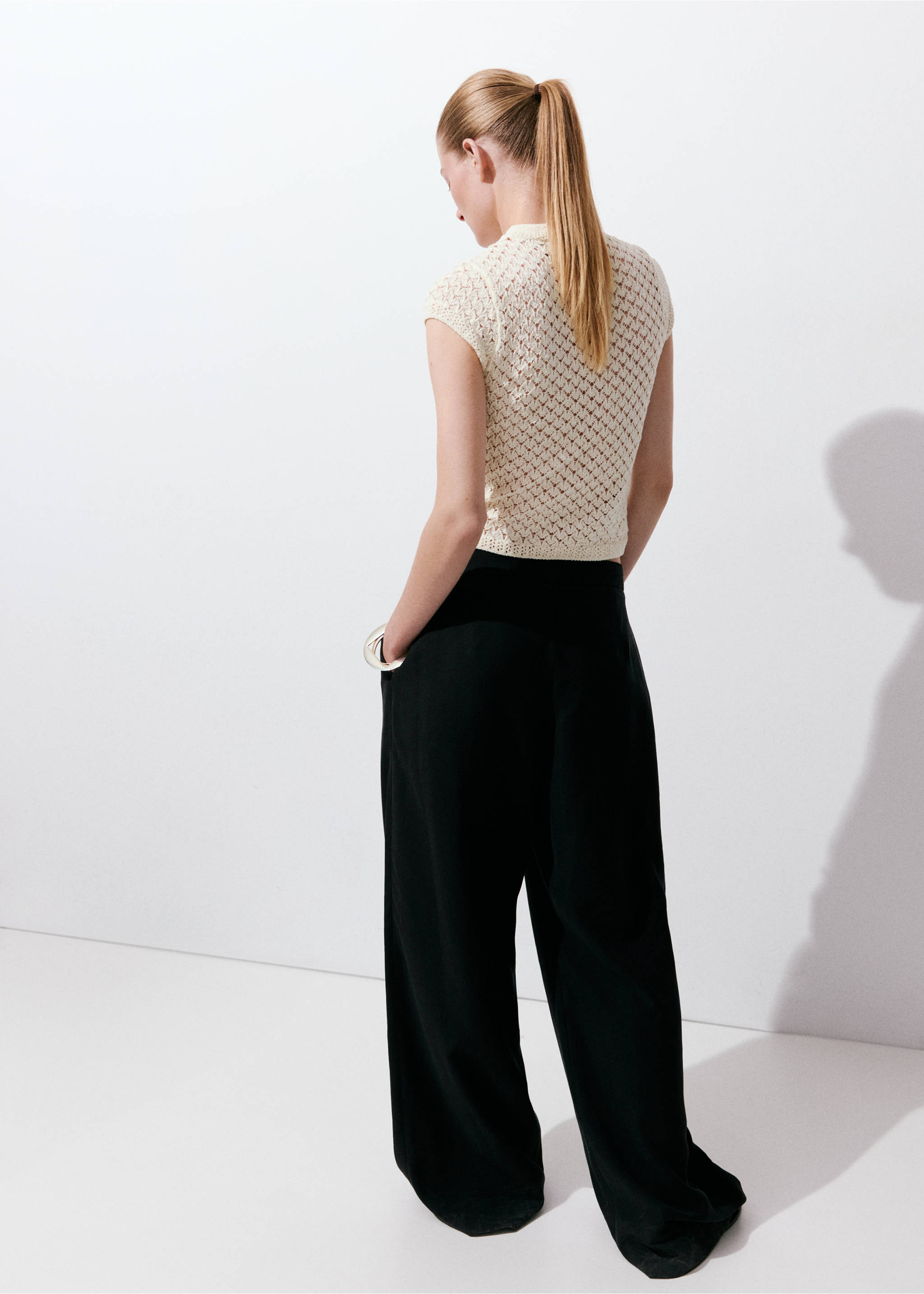 Openwork knit toggle jumper - Reverse of the article, Ecru. Ref: 37081455-01.