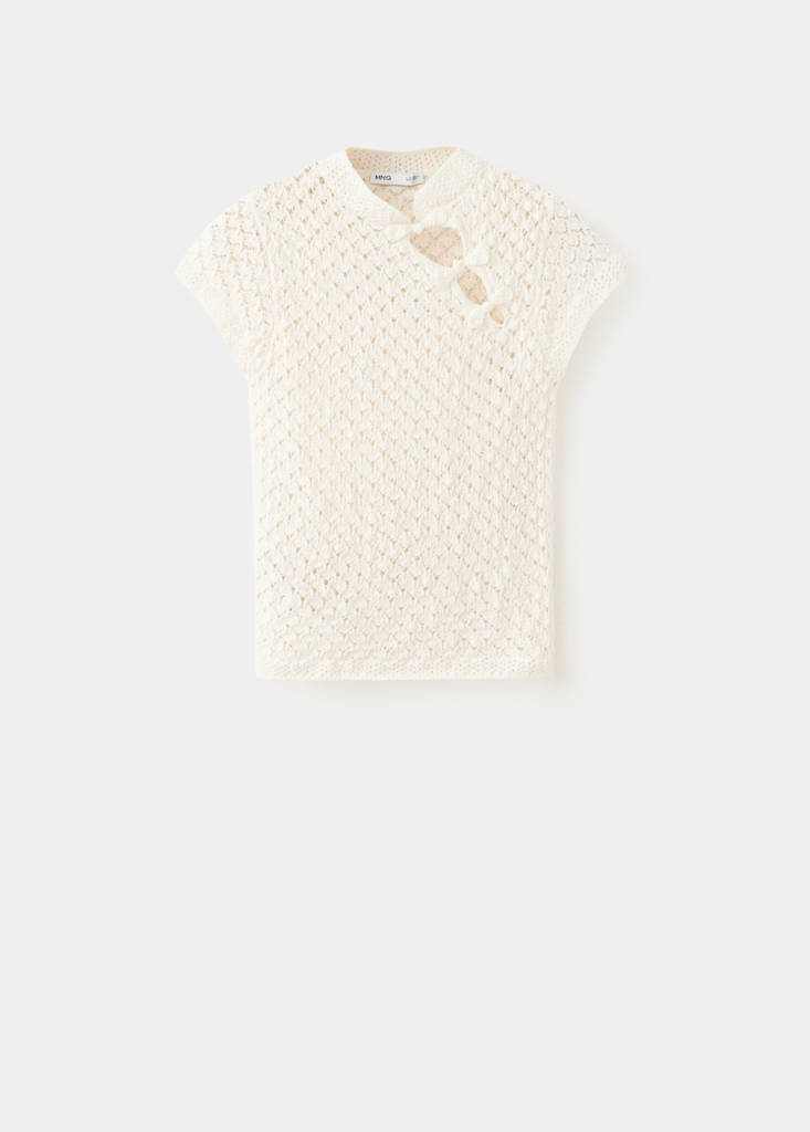 Openwork knit toggle jumper — Ecru