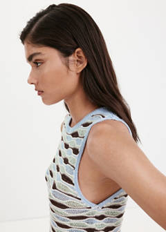 Wavy stripe knit top — Sky Blue 4