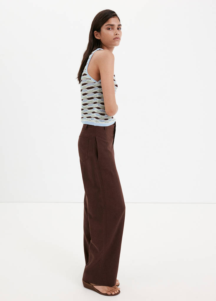 Wavy stripe knit top — Sky Blue