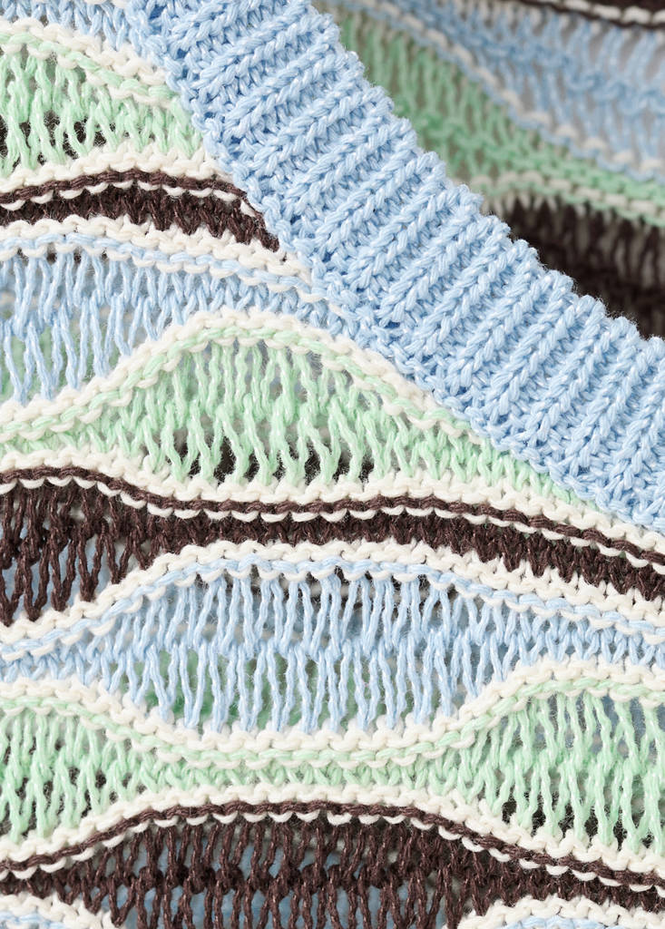 Wavy stripe knit top — Sky Blue