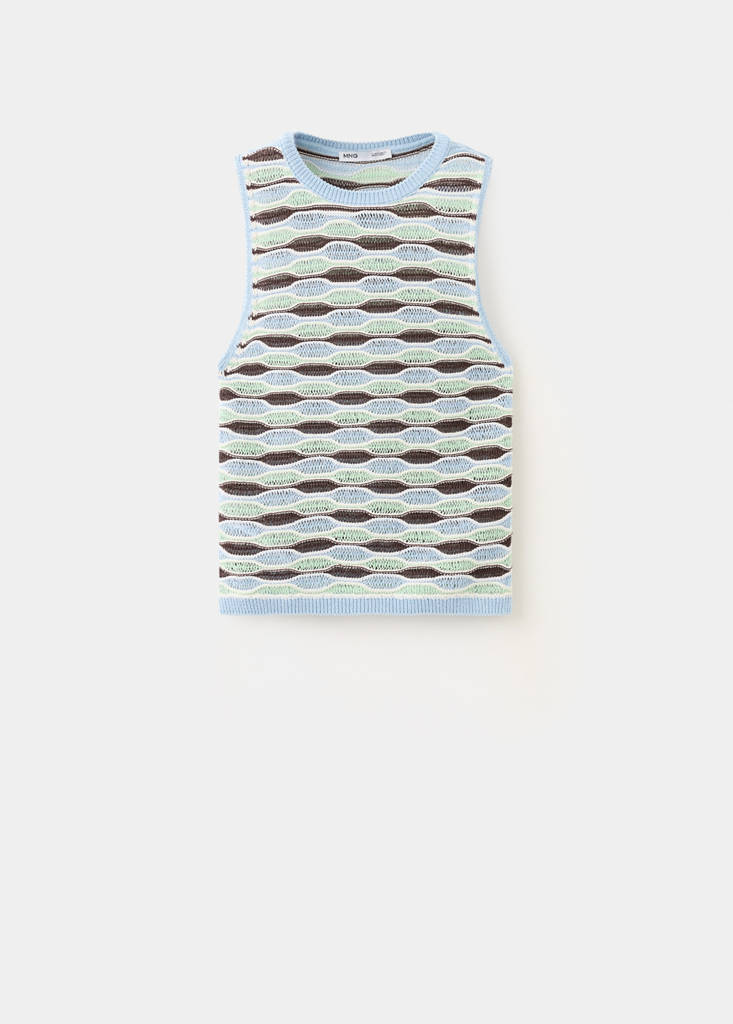 Wavy stripe knit top — Sky Blue