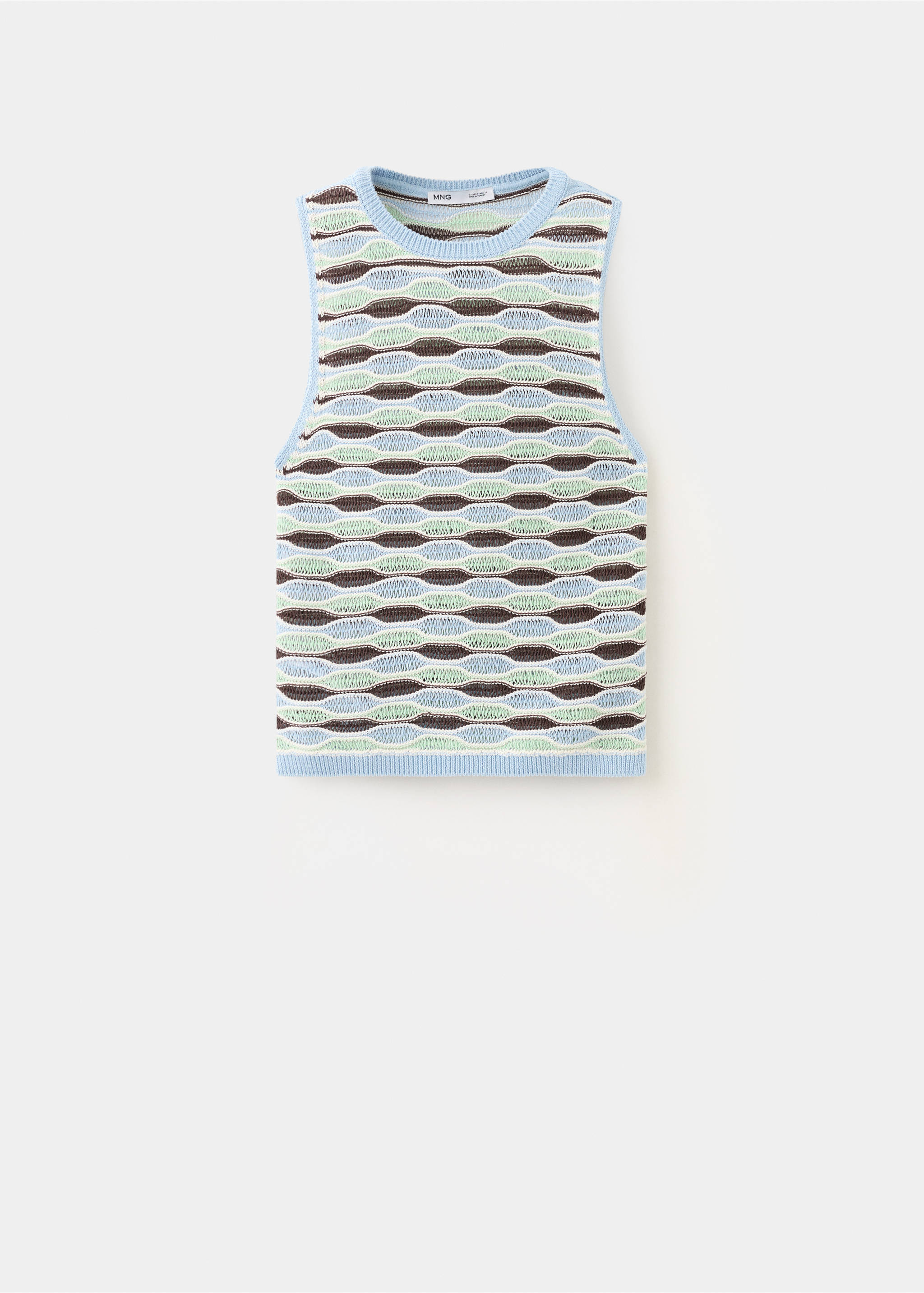 Wavy stripe knit top - Article without model, Sky Blue. Ref: 37081456-00.