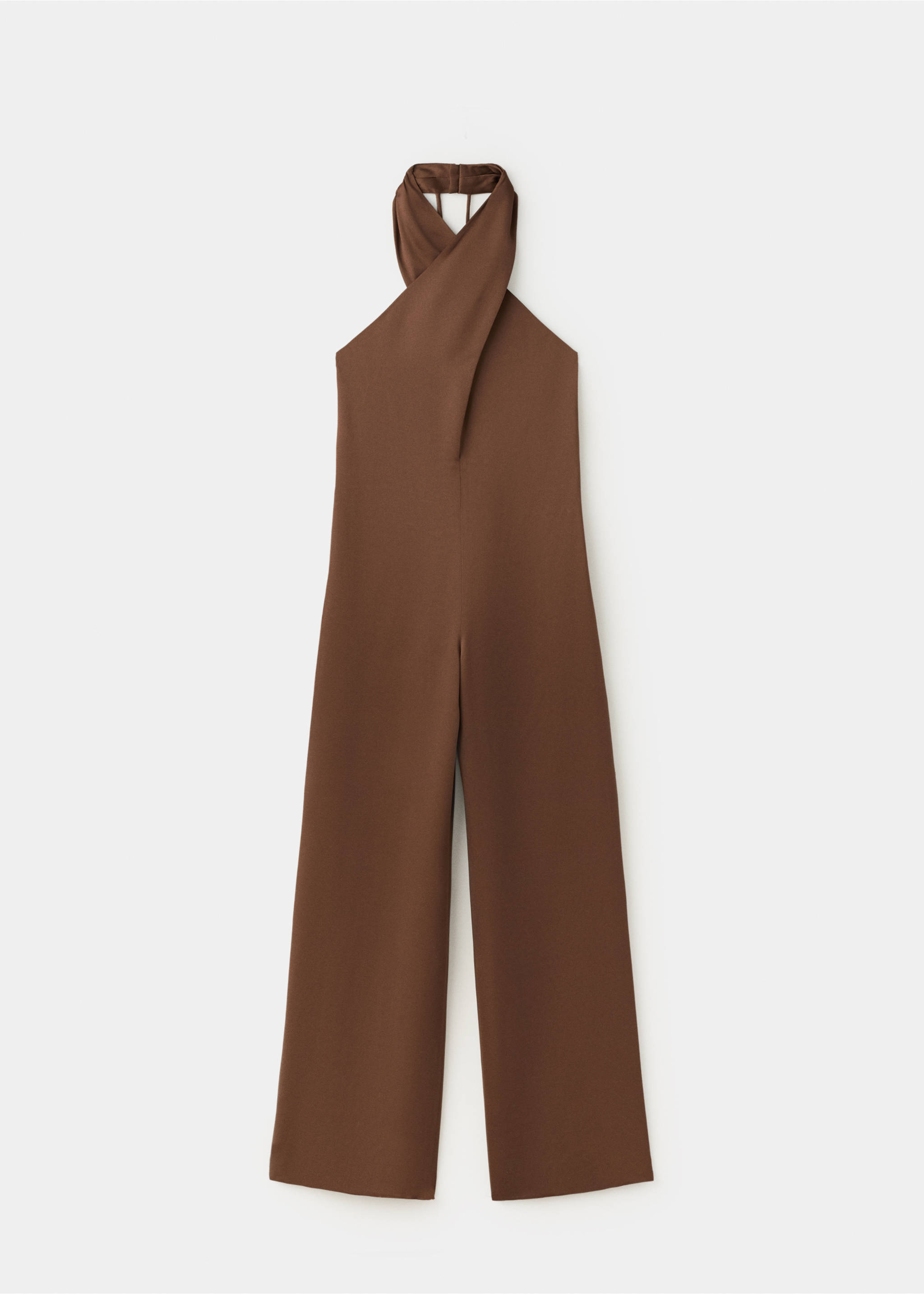 Сатиновий комбінезон з декольте на запах - Товар без моделі, Коричневий. Ref: 37081457-00.
