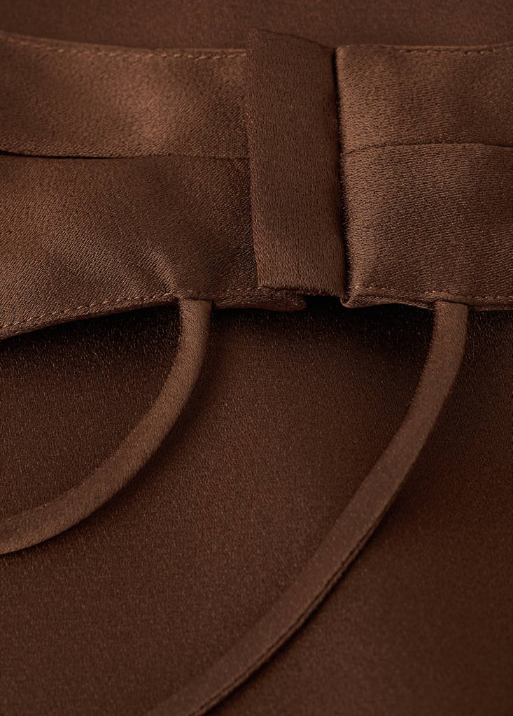 Wrap neckline satin jumpsuit — Brown