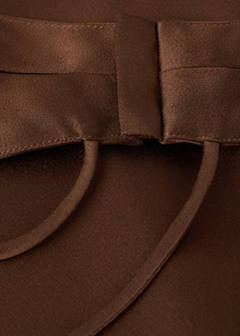 Wrap neckline satin jumpsuit — Brown 7
