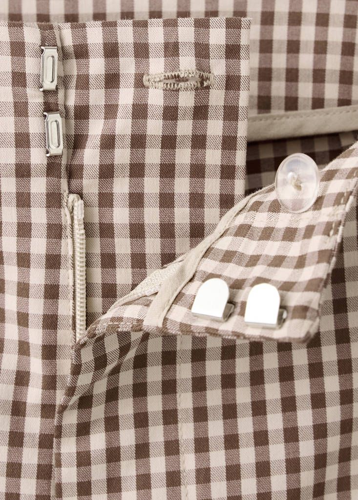 Gingham check capri trousers — Brown