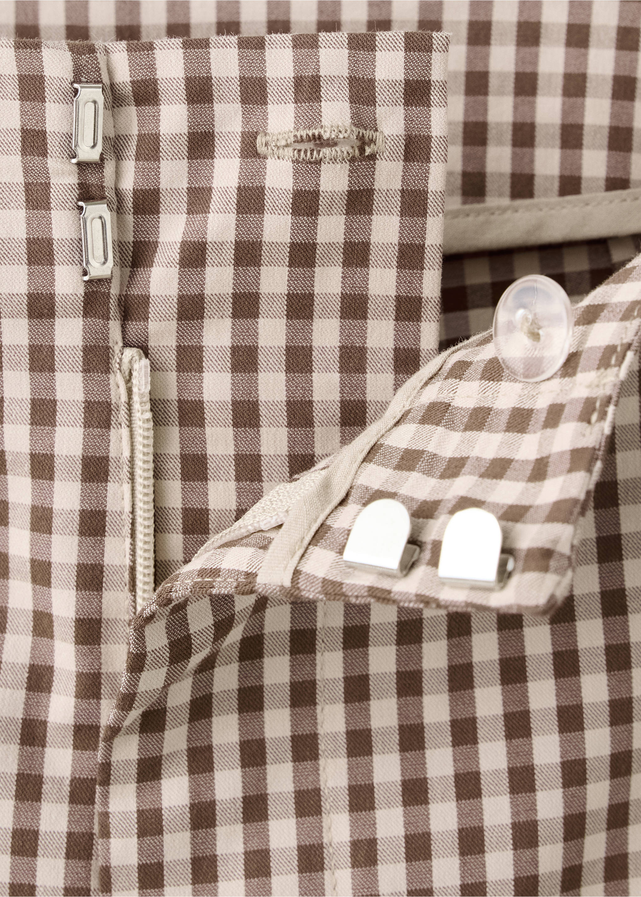 Gingham check capri trousers - Details of the article 8, Brown. Ref: 37081459-00.