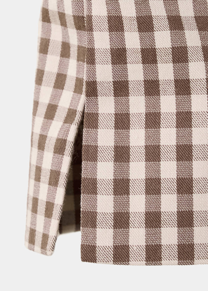 Gingham check capri trousers — Brown