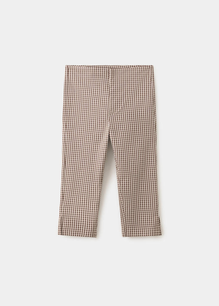 Gingham check capri trousers — Brown