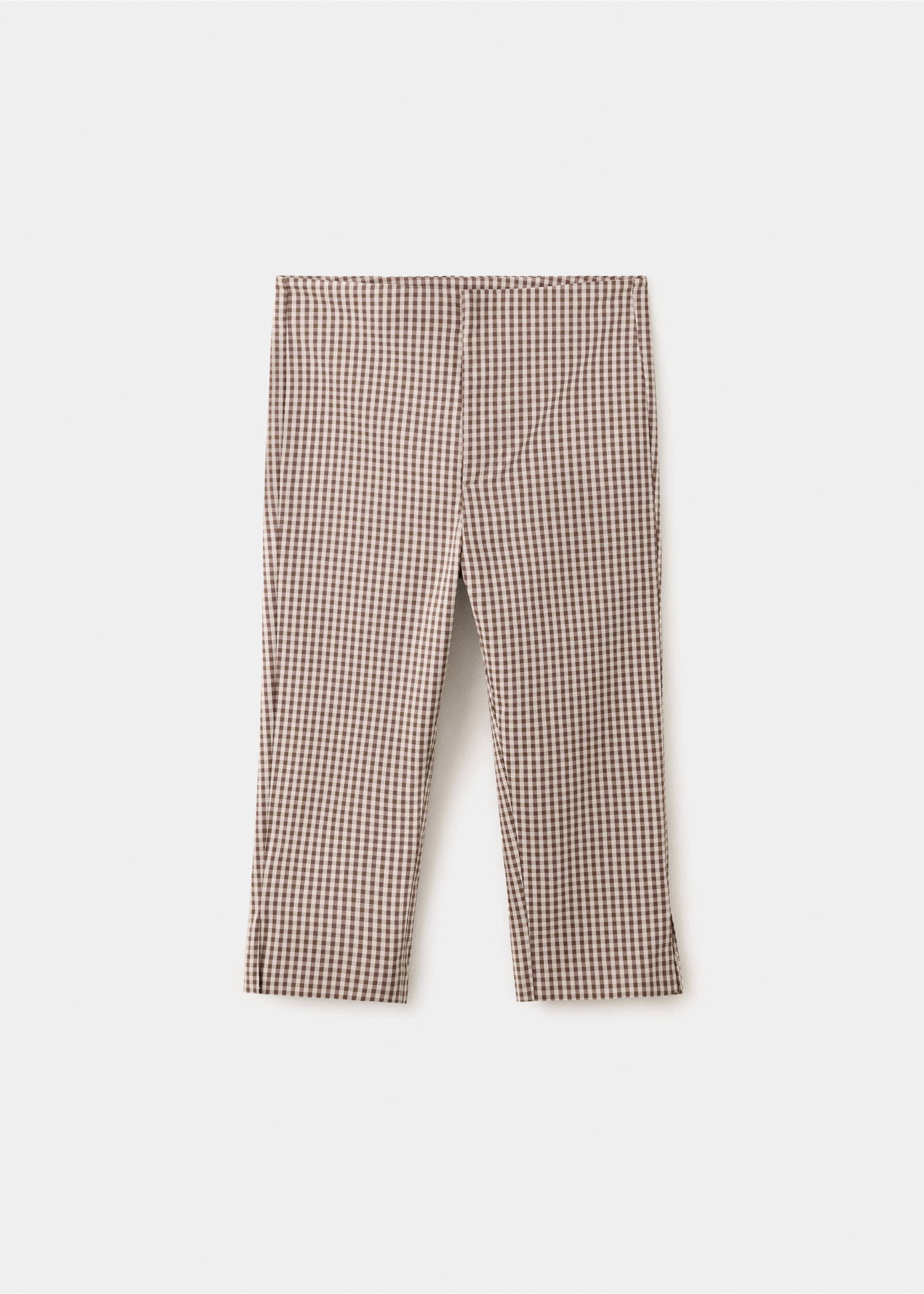 Gingham check capri trousers - Article without model, Brown. Ref: 37081459-00.