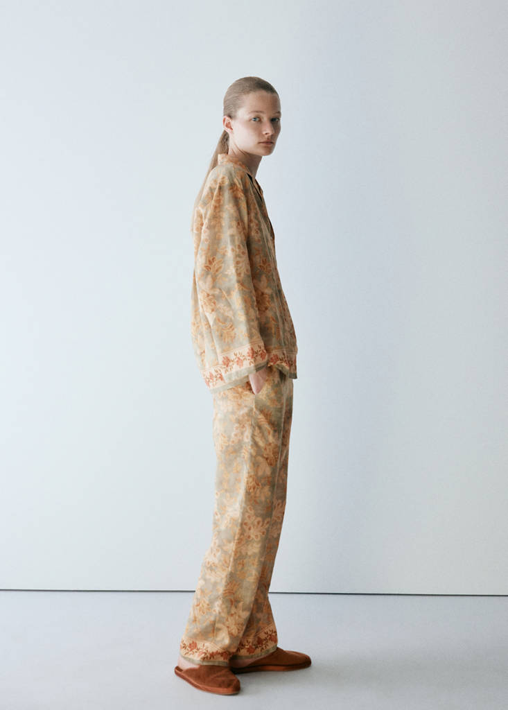Floral print pyjama shirt — Green