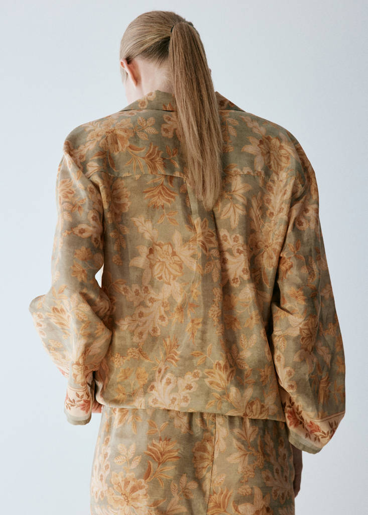Floral print pyjama shirt — Green