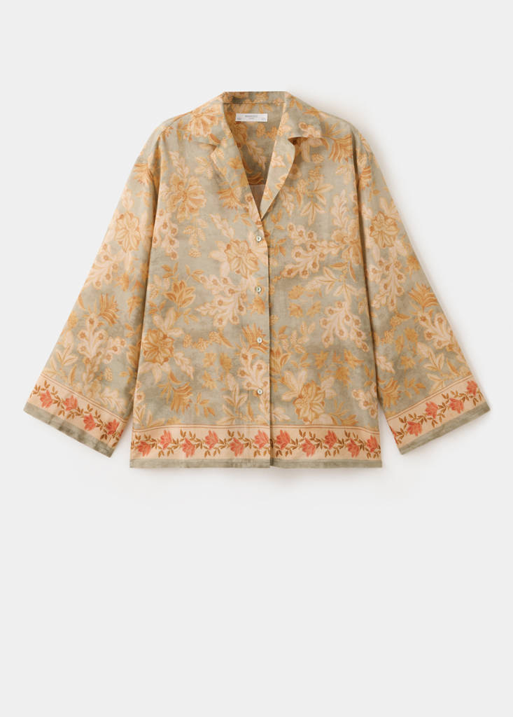 Floral print pyjama shirt — Green