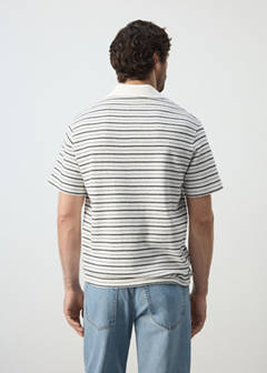Textured striped cotton blend polo — Off White 3