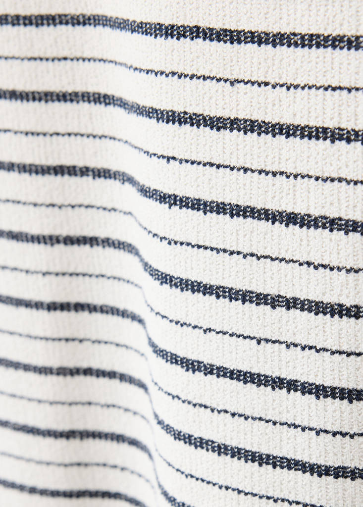 Textured striped cotton blend polo — Off White