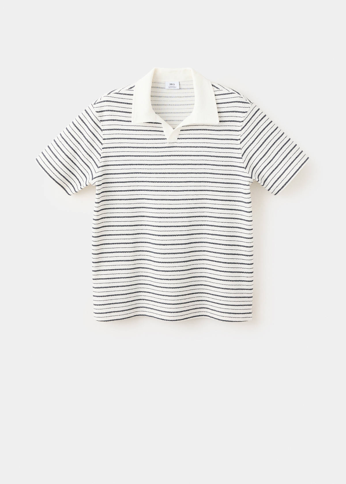 Textured striped cotton blend polo — Off White