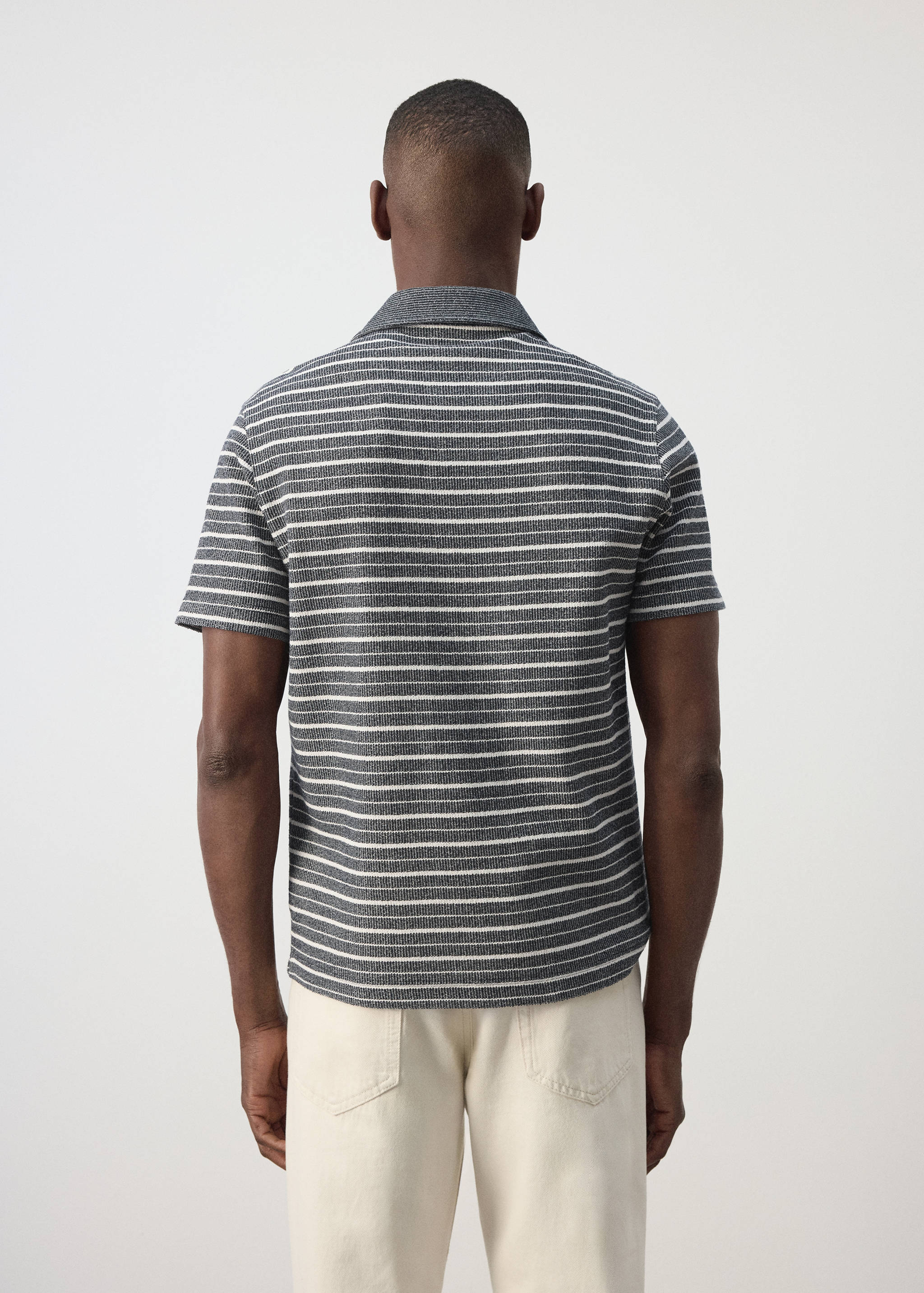Textured striped cotton blend polo - Reverse of the article