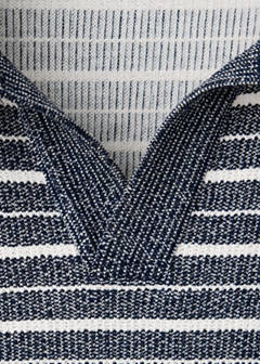 Textured striped cotton blend polo — Navy 7